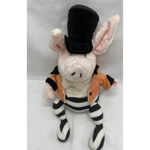Gund Olivia The Pig Plush Tuxedo Black white Stripe Bow tie 13" Stuffed Animal - Picture 1 of 16